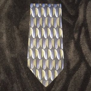 Silk Tie by Andrew Fezza blue/gray/gold 3.75” wide